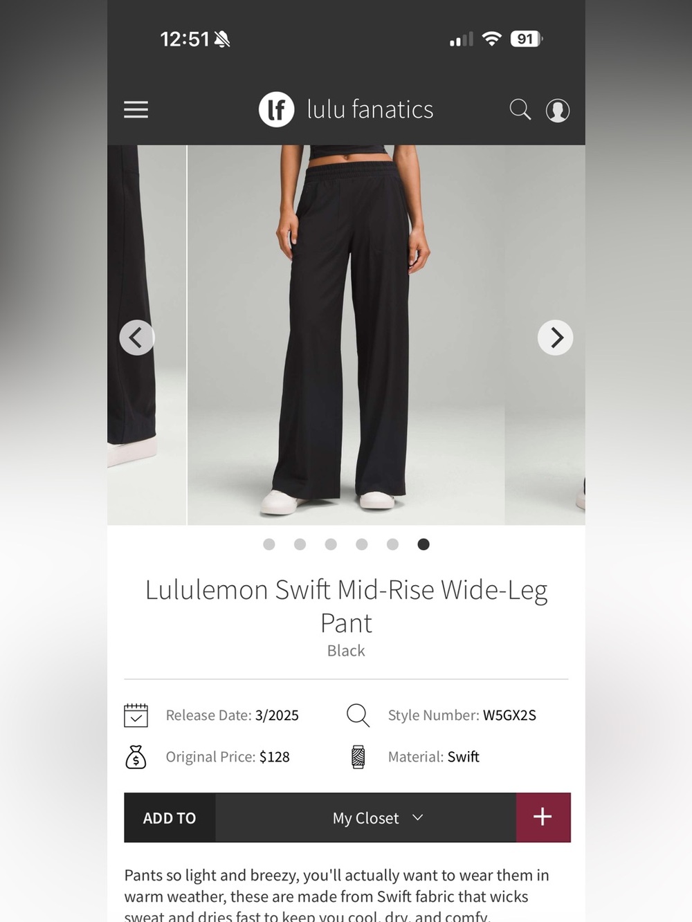 Lululemon swift mid rise wide leg pants - Picture 6 of 6